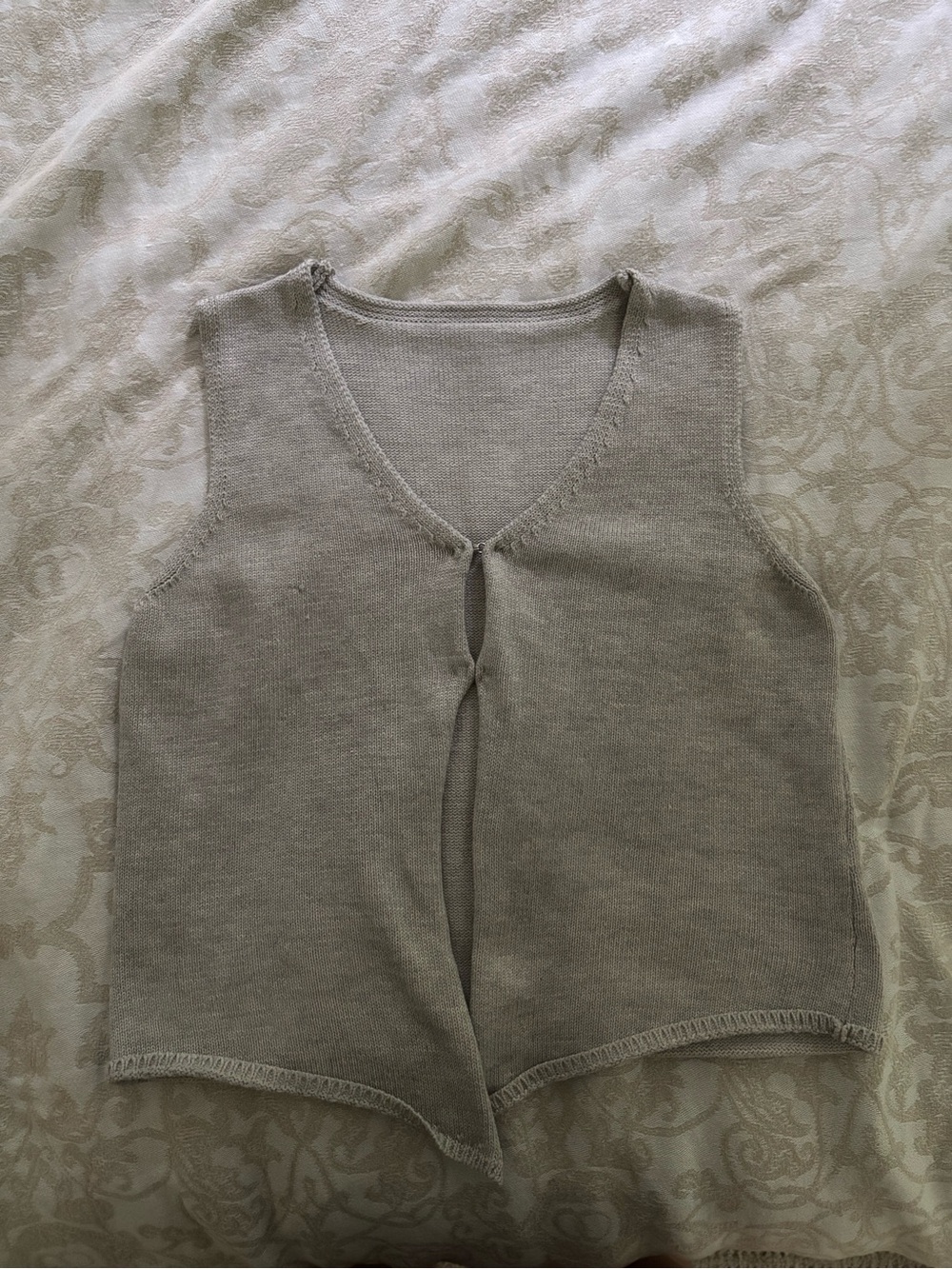 Neutral Beige Knit Sleeveless Vest